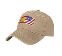 DDCXZPP Black Washed Denim Baseball Cap American Spain Flag Printed Adjustable Cotton Hat Breathable & Lightweight, Natural, One Size