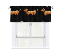 DDCXZPP Extra Long Sausage Dog Picture Short Curtain with Valance Rod, 54x18in Light Filtering Window Treatment for Kitchen, Bathroom, Laundry Room, Studio