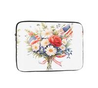 DDCXZPP Flags and Flowers Printed Portable Laptop Sleeve Case - Shockproof Portable Laptop Sleeve Bag 10 inch for Men and Women Business Travel, Office Daily Use