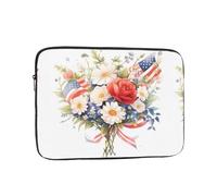 DDCXZPP Flags and Flowers Printed Portable Laptop Sleeve Case - Shockproof Portable Laptop Sleeve Bag 12 inch for Men and Women Business Travel, Office Daily Use