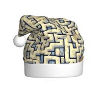 DDCXZPP Labyrinth Treasure Map Pattern Christmas Hat for Adult Soft and Fluffy Brim, Lightweight Comfort