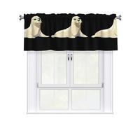 DDCXZPP Seals Basking in The Sun Picture Short Curtain with Valance Rod, 54x18in Light Filtering Window Treatment for Kitchen, Bathroom, Laundry Room, Studio