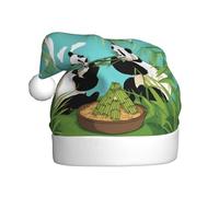 DDCXZPP Two cute big pandas Pattern Christmas Hat for Adult Soft and Fluffy Brim, Lightweight Comfort