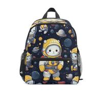 DDDIYEU Adorable Astronaut Planetary Space Toddler Backpack Bookbag Mini Shoulder Bag for 1-6 Years Travel Boys Girls Kids with Chest Strap Clip Whistle
