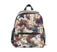 DDDIYEU Animals Colorful Abstract Birds Toddler Backpack Bookbag Mini Shoulder Bag for 1-6 Years Travel Boys Girls Kids with Chest Strap Clip Whistle