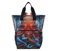 DDDIYEU Blue Red Octopus Abstract Ocean Diaper Bag Backpack Mom Bag Casual Lightweight Large Capacity for Travel Mammy Women Girls