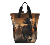 DDDIYEU Brown Horses Galloping Diaper Bag Backpack Mom Bag Casual Lightweight Large Capacity for Travel Mammy Women Girls
