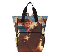 DDDIYEU Cartoon Horses Beauty Diaper Bag Backpack Mom Bag Casual Lightweight Large Capacity for Travel Mammy Women Girls