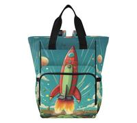 DDDIYEU Cartoon Red Green Rocket Sky Diaper Bag Backpack Mom Bag Casual Lightweight Large Capacity for Travel Mammy Women Girls