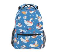 DDDIYEU Chinese Christmas Blue Swan Duck Shoulder Backpack Student Bookbags for Travel Kid Girls Boys