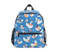 DDDIYEU Chinese Christmas Blue Swan Duck Toddler Backpack Bookbag Mini Shoulder Bag for 1-6 Years Travel Boys Girls Kids with Chest Strap Clip Whistle