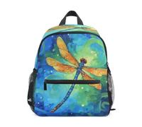 DDDIYEU Colorful Dragonfly Art Painting Toddler Backpack Bookbag Mini Shoulder Bag for 1-6 Years Travel Boys Girls Kids with Chest Strap Clip Whistle