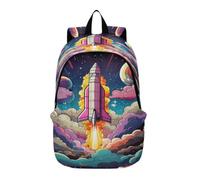 DDDIYEU Colorful Rocket Ascending Cosmic Lightweight Laptop Backpack Hiking Daypack for Travel Camping Outdoor