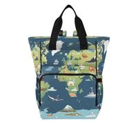 DDDIYEU Colorful World Map Creative Diaper Bag Backpack Mom Bag Casual Lightweight Large Capacity for Travel Mammy Women Girls