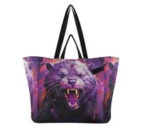 DDDIYEU Cool Purple Devil Animal Watercolor Artwork Beach Waterproof Tote Bag Travel Women's Handbags Shopping Grocery Bags for Girls