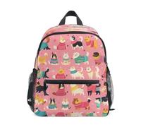 DDDIYEU Cute Cats Joyful Bright Toddler Backpack Bookbag Mini Shoulder Bag for 1-6 Years Travel Boys Girls Kids with Chest Strap Clip Whistle