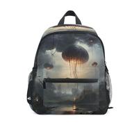 DDDIYEU Dark Balloon Mysterious Artistic Toddler Backpack Bookbag Mini Shoulder Bag for 1-6 Years Travel Boys Girls Kids with Chest Strap Clip Whistle
