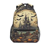DDDIYEU Dark Halloween Creepy Autumn Shoulder Backpack Student Bookbags for Travel Kid Girls Boys