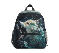 DDDIYEU Ferocious Wolf Roaring Majestic Toddler Backpack Bookbag Mini Shoulder Bag for 1-6 Years Travel Boys Girls Kids with Chest Strap Clip Whistle