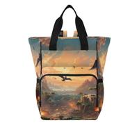 DDDIYEU Flying Dragons Chasing Fiery Diaper Bag Backpack Mom Bag Casual Lightweight Large Capacity for Travel Mammy Women Girls