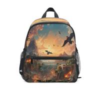 DDDIYEU Flying Dragons Chasing Fiery Toddler Backpack Bookbag Mini Shoulder Bag for 1-6 Years Travel Boys Girls Kids with Chest Strap Clip Whistle