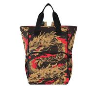 DDDIYEU Golden Angry Dragon Black Diaper Bag Backpack Mom Bag Casual Lightweight Large Capacity for Travel Mammy Women Girls