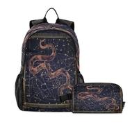 DDDIYEU Golden Constellations Star Map Bookbag School Student Backpack with Lunch Bag for Travel Kids Boys