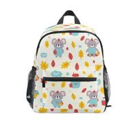 DDDIYEU Gray Animal Autumn Leaves Cozy Toddler Backpack Bookbag Mini Shoulder Bag for 1-6 Years Travel Boys Girls Kids with Chest Strap Clip Whistle