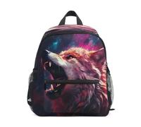 DDDIYEU Gray Wolf Howling Majestic Dark Toddler Backpack Bookbag Mini Shoulder Bag for 1-6 Years Travel Boys Girls Kids with Chest Strap Clip Whistle