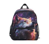 DDDIYEU Gray Wolf Luminous Artistic Toddler Backpack Bookbag Mini Shoulder Bag for 1-6 Years Travel Boys Girls Kids with Chest Strap Clip Whistle