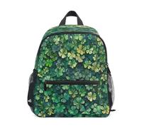 DDDIYEU Green Shamrocks Natural Leaf Toddler Backpack Bookbag Mini Shoulder Bag for 1-6 Years Travel Boys Girls Kids with Chest Strap Clip Whistle