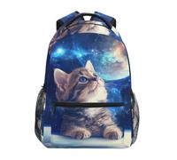 DDDIYEU Kitten Adorable Curious Cosmic Shoulder Backpack Student Bookbags for Travel Kid Girls Boys