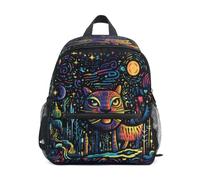 DDDIYEU Little Tigers Universe Dark Toddler Backpack Bookbag Mini Shoulder Bag for 1-6 Years Travel Boys Girls Kids with Chest Strap Clip Whistle