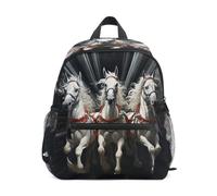 DDDIYEU Majestic Horses Powerful Toddler Backpack Bookbag Mini Shoulder Bag for 1-6 Years Travel Boys Girls Kids with Chest Strap Clip Whistle