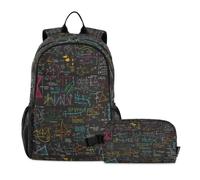 DDDIYEU Math Scientific Artistic Abstract Bookbag School Student Backpack with Lunch Bag for Travel Kids Boys