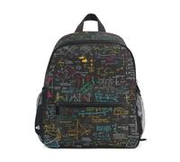DDDIYEU Math Scientific Artistic Abstract Toddler Backpack Bookbag Mini Shoulder Bag for 1-6 Years Travel Boys Girls Kids with Chest Strap Clip Whistle