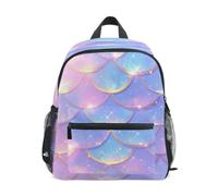 DDDIYEU Mermaid Scales Pastel Shiny Art Toddler Backpack Bookbag Mini Shoulder Bag for 1-6 Years Travel Boys Girls Kids with Chest Strap Clip Whistle