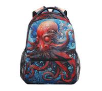 DDDIYEU Octopus Red Ocean Art Shoulder Backpack Student Bookbags for Travel Kid Girls Boys