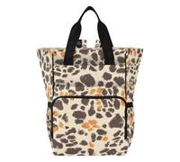 DDDIYEU Orange Brown Wild Leopard Print Diaper Bag Backpack Mom Bag Casual Lightweight Large Capacity for Travel Mammy Women Girls