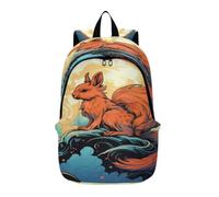 DDDIYEU Orange Squirrel Peaceful Moonlit Lightweight Laptop Backpack Hiking Daypack for Travel Camping Outdoor