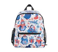 DDDIYEU Penguins Festive Joyful Art Toddler Backpack Bookbag Mini Shoulder Bag for 1-6 Years Travel Boys Girls Kids with Chest Strap Clip Whistle