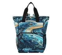 DDDIYEU Platypus Blue_borders_and_an_abstract__d0354844-fbb5-48b7-93c8-88274134fa41 Diaper Bag Backpack Mom Bag Casual Lightweight Large Capacity for Travel Mammy Women Girls
