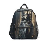 DDDIYEU Powerful Wolf Mystical Artistic Toddler Backpack Bookbag Mini Shoulder Bag for 1-6 Years Travel Boys Girls Kids with Chest Strap Clip Whistle