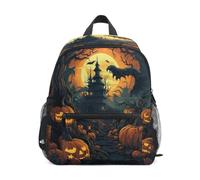 DDDIYEU Pumpkins Forest Mysterious Creepy Toddler Backpack Bookbag Mini Shoulder Bag for 1-6 Years Travel Boys Girls Kids with Chest Strap Clip Whistle