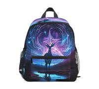 DDDIYEU Purple Blue Star Sky Deer Toddler Backpack Bookbag Mini Shoulder Bag for 1-6 Years Travel Boys Girls Kids with Chest Strap Clip Whistle