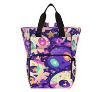 DDDIYEU Purple Skull Bright Fun Whimsical Diaper Bag Backpack Mom Bag Casual Lightweight Large Capacity for Travel Mammy Women Girls