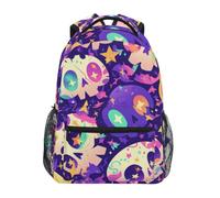 DDDIYEU Purple Skull Bright Fun Whimsical Shoulder Backpack Student Bookbags for Travel Kid Girls Boys