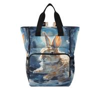 DDDIYEU Rabbit Moonshine Art Diaper Bag Backpack Mom Bag Casual Lightweight Large Capacity for Travel Mammy Women Girls