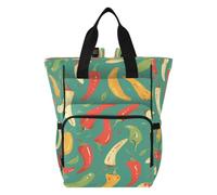 DDDIYEU Red Green Peppers Vibrant Spicy Diaper Bag Backpack Mom Bag Casual Lightweight Large Capacity for Travel Mammy Women Girls