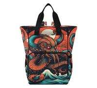 DDDIYEU Red Octopus Fiery Ocean Artistic Diaper Bag Backpack Mom Bag Casual Lightweight Large Capacity for Travel Mammy Women Girls